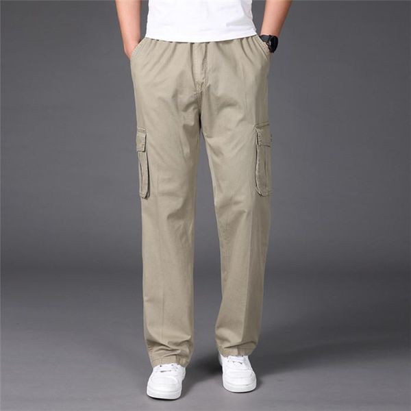 

mens cargo pants joggers baggy multi pocket casual khaki pencil long fitness men cotton loose harem work overalls trousers men's, Black