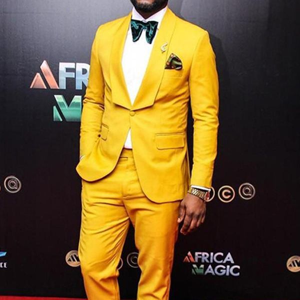 

men's suits & blazers yellow slim fit formal men for club prom 2 piece wedding groomsmen tuxedo man fashion clothes set blazer with pan, White;black