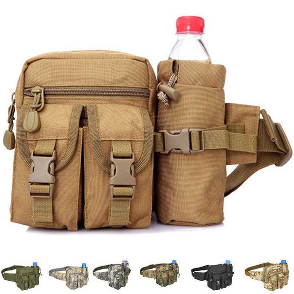 À Prova D 'Água Nylon Homens Fanny Pacote Militar Militar Tático Saco de Cintura Caminhada Ao Ar Livre Camping Ombro Bum Bum Bum Bug Esporte Bags 210708