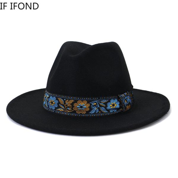

wide brim hats vintage winter felted fedora hat men wool for woman black godfather sombrero caps, Blue;gray