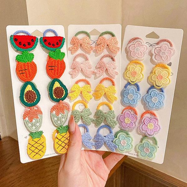 

hair accessories 10pcs/set 2021 girls cute cartoon butterfly elastic bands ponytail fixed tie hairbands fashion, Slivery;white