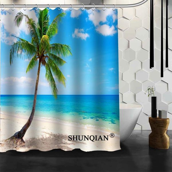 

shower curtains nice custom nature sea ocean beach curtain bath waterproof fabric bathroom more size a6.1-3