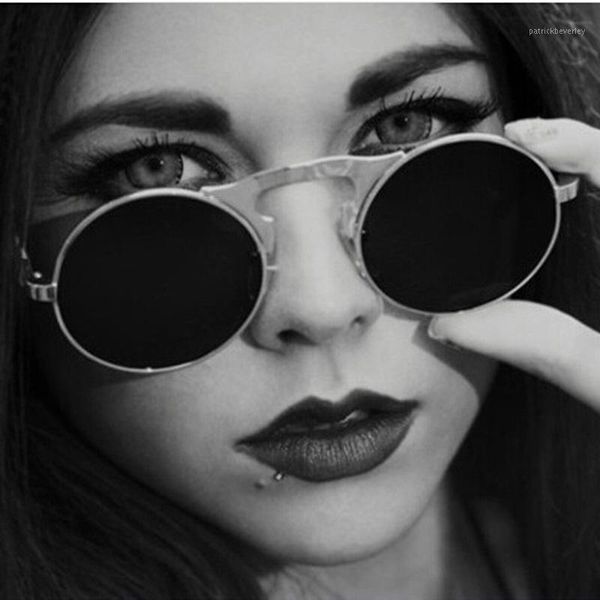 

sunglasses seemfly steampunk flip men driving round fashion sun glasses brand designer vintage spectacles women uv400, White;black