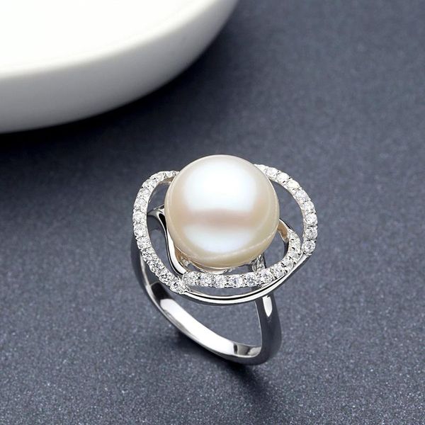 

cluster rings sinya natural pearl ring wedding bands in 925 sterling silver for women fleshwater diameter 10-13mm arrival, Golden;silver