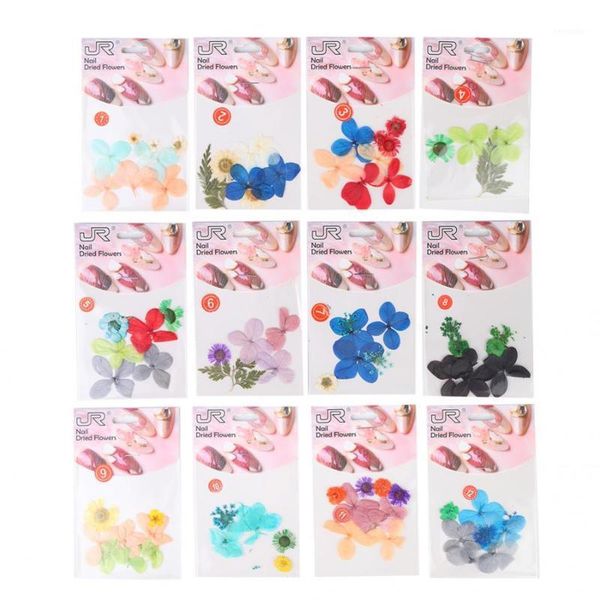 

nail art decorations 4pcs dried flower natural dry diy decoration decals card rhinestones dried1, Silver;gold