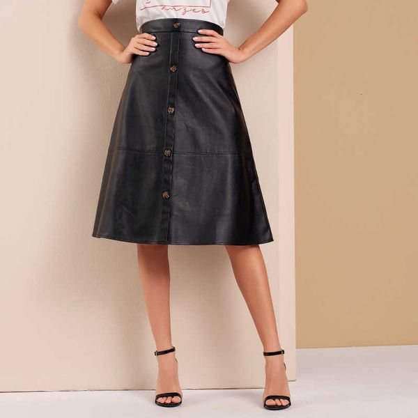 

skirts mai&fun black pu leather women high waist aline knee length casual irpv