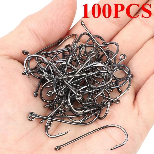 

fishing hooks onevan 100pcs barbed sea worm carp single circle hook set accessories tackle carbon steel fishhook
