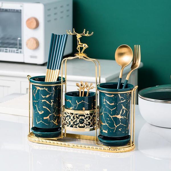 

hooks & rails nordic light luxury knife, fork, spoon, chopsticks container, kitchen, ceramic container