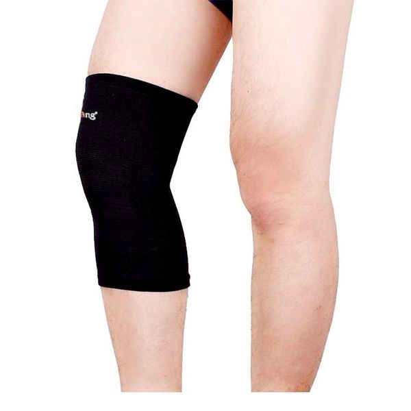 

elastic sports leg knee support brace wrap protector patella guard volleyball pad elbow & pads, Black;gray