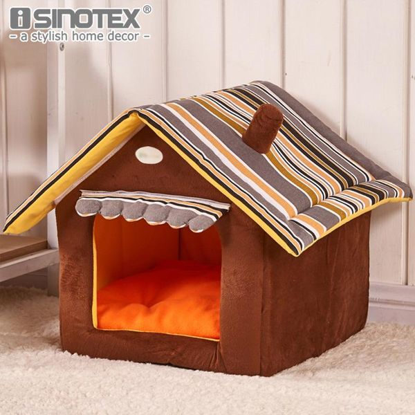

pet bed removable and washable striped dog cat puppy deluxe suede soft house s-xl 4 sizes for lovely warm winter kennels & pens