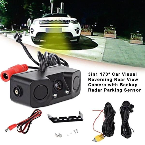 

car rear view cameras& parking sensors 1set visual reversing radar hd camera with sensor rearview video alarm system for vehicle auto