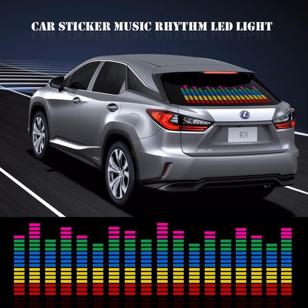 Carro adesivo ritmo de música LED flash luz lâmpada de luz activado equalizador janela traseira adesivo de adesivo de carros decoração 45 * 11cm 90 * 25cm