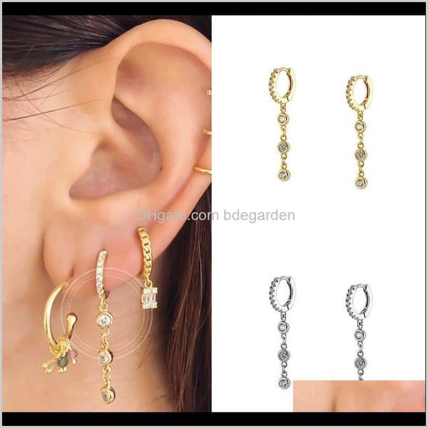 

& drop delivery 2021 925 sterling crystal pendant hanging hie hoop gold sier color tiny hoops earrings minimalist jewelry zdgs7, Golden;silver