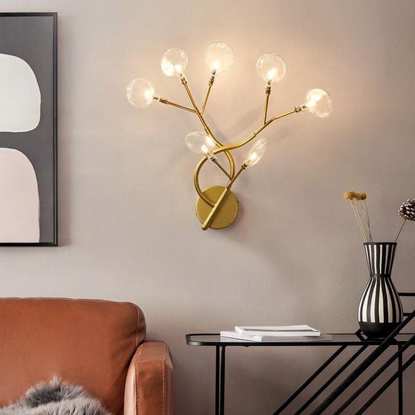

wall lamps bedside lamp nordic golden modern minimalist creative living room background bedroom aisle corridor lighting led