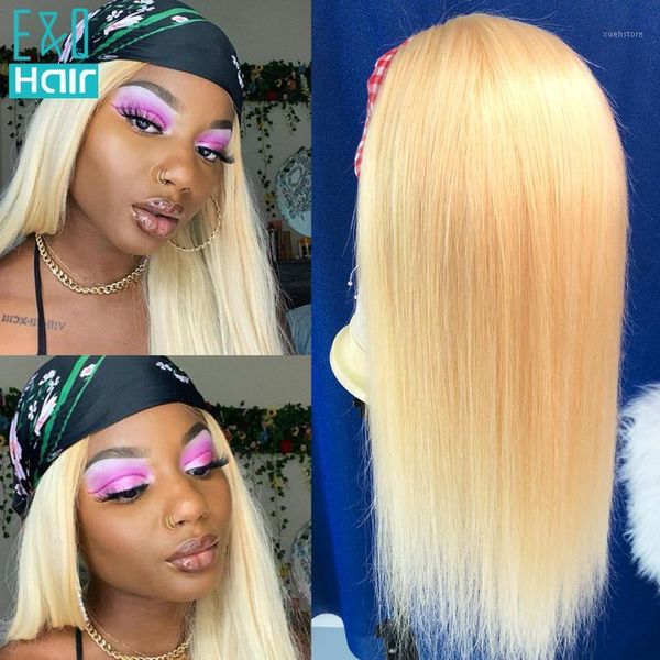

blonde headband wig human hair straight glueless brazilian remy colored wigs for black women full machine made 150% density1, Black;brown