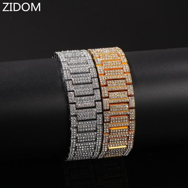 

men hip hop iced out bling bracelet pave setting rhinestone male chain & link bracelets hiphop jewelry gifts link,, Black