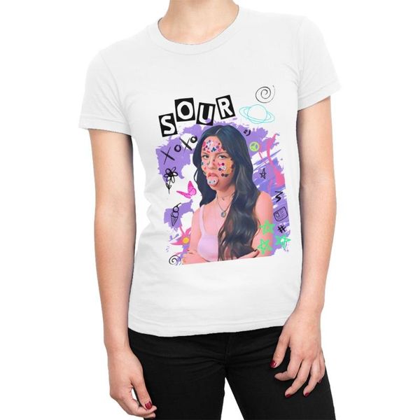 

women's t-shirt olivia rodrigo sour women song music star pure cotton tees girls short sleeve female t shirt graphic, White