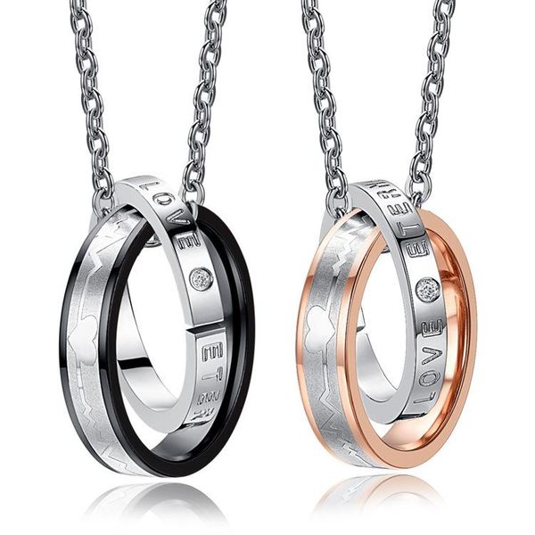 

pendant necklaces stainless steel necklace couples crystal electrocardiogram design pendants women men fashion jewelry, Silver