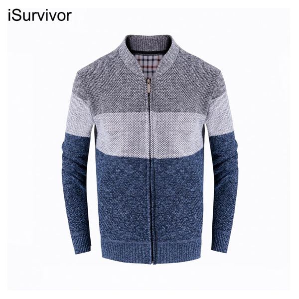 

men's sweaters sweater coat fashion patchwork cardigan men knitted jacket slim fit stand collar thick warm coats, White;black