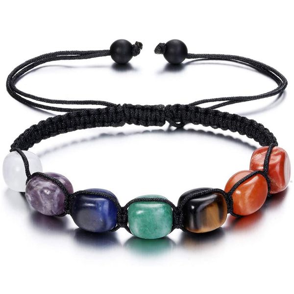 7 Chakra Reiki Cristalli curativi Braccialetti con fili elasticizzati Pietre preziose naturali Bilanciamento energetico Braccialetti con perline Yoga per donne Corda intrecciata/Corda elastica