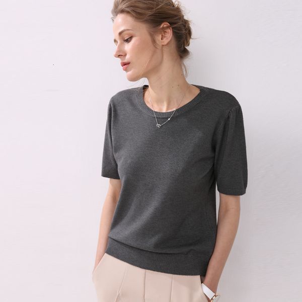 

women's sweaters spring and autumn women's large solid wool cashmere sweater short sleeve round-neck s knit computer oversize 23st, White;black