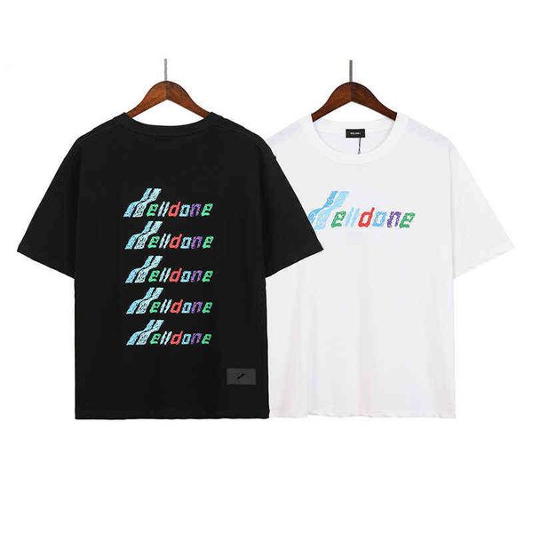 

2021 summer high street welldone t shirt men women welldone t-shirt loose casual pure cotton round neck short sleeve g1207, White;black