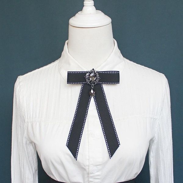

neck ties necktie uniform bow tie band clothing accessories shirt black and white ribbon with brooch adjust belt bowtie for women girl, Blue;purple