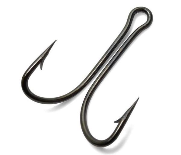 

fishing sharp double hooks black barbed hook open shank frog