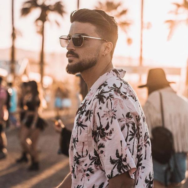 

summer men pink hawaiian shirt palm tree printed short sleeve tropical aloha shirts mens social holiday vacation clothing men's casual, White;black