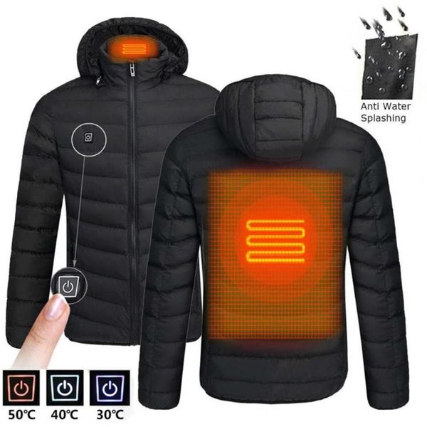 Erkek Ceketler Isıtma Ceket Kar Coat Moda USB Arabirimi Nefis Elektronik Cilt Dostu Kapşonlu Kış 4XL