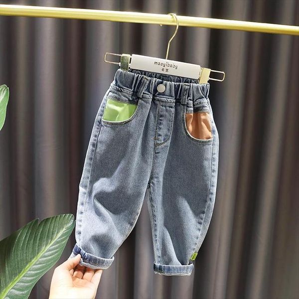 

66 120cm baby girl daddy pants spring korean style trendy foreign loose jeans, Blue