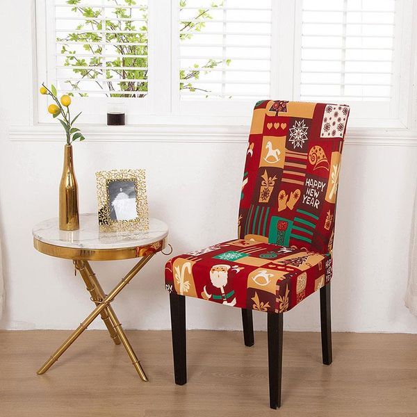 

chair covers christmas santa printed elastic stretch dining chairs slipcover kitchen seat cover home decor