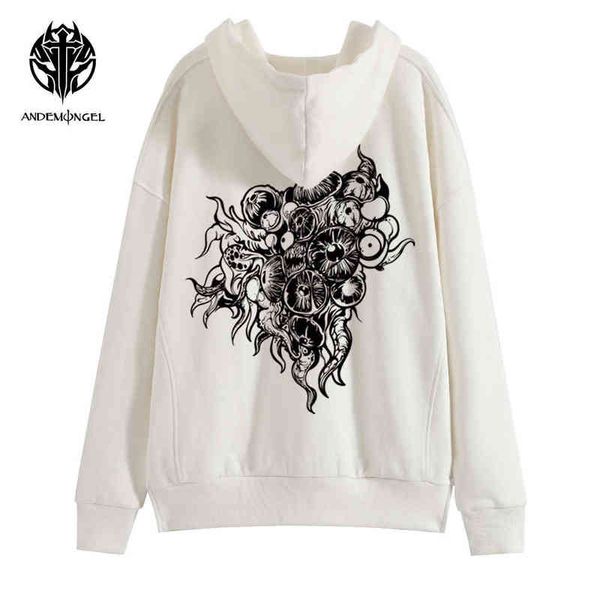 

andemongel cthulhu mythos yog-sot white high street men women oversize cotton hoodie hooded autumn sweatshirt y1120, Black