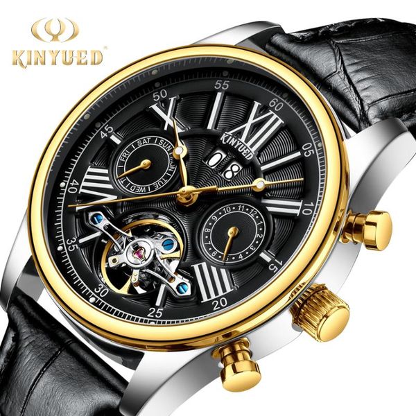

skeleton mechanical mens watches calendar sports waterproof automatic watch men leather montre homme wristwatches, Slivery;brown