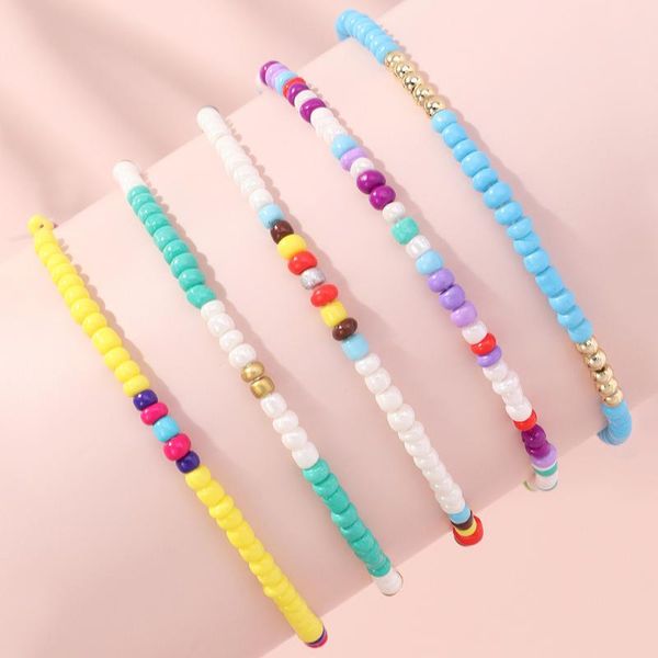 

beaded, strands 5pcs/set bohemian ethnic rice bead bracelet for women handmade colourful beach women's boho jewelry, Black