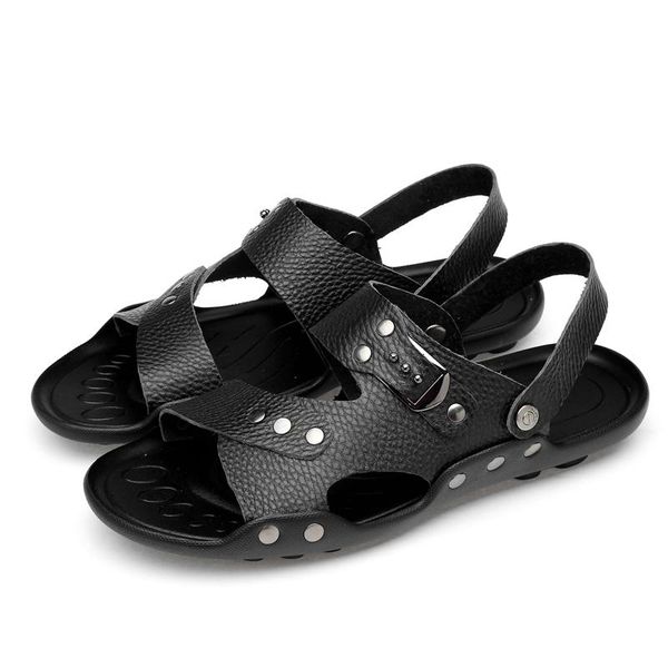 

sandals da sandals-men cuir ete big roman sandles genuino herren sandali slide sandal man for rubber playa transpirables hombre couro v, Black