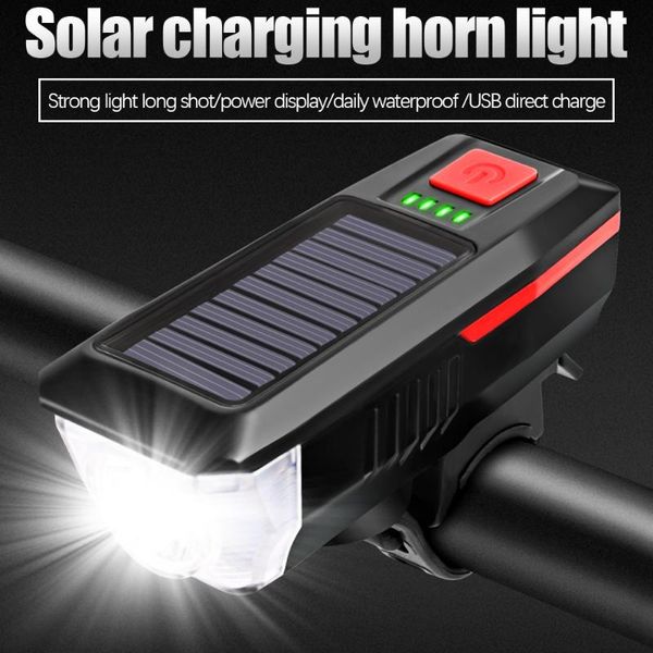 

solar lamps bicycle lamp headlamp with horn usb charging waterproof outdoor +