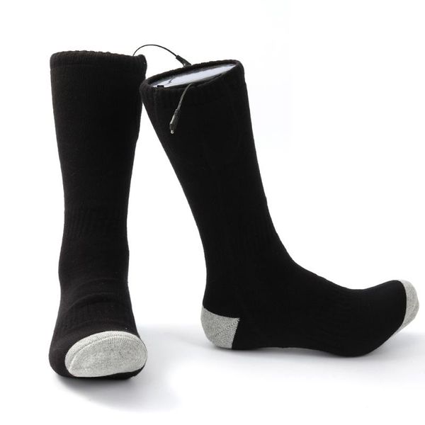 

sports socks 1 pair outdoor anti-cold foot heated stockings rechargeable winter warm thermal for skiiing cycling, Black