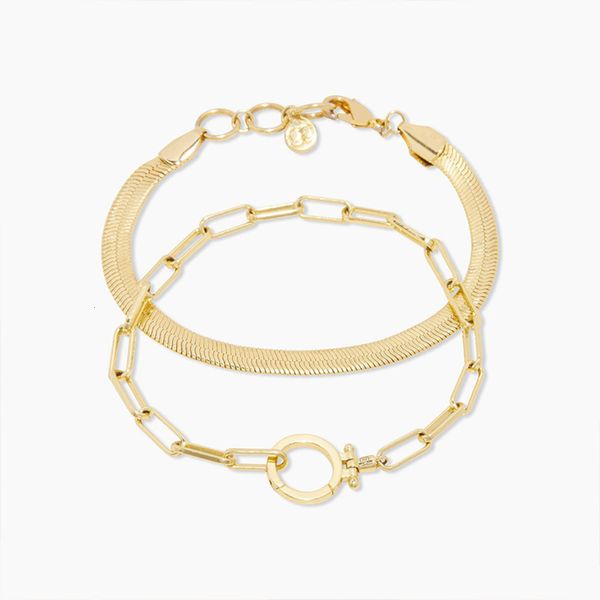 

bracelet double-layer copper plated paper clip ring buckle snake chain straight, Black