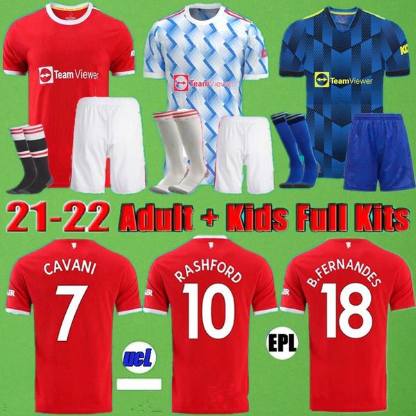

21 22 manchester soccer jerseys united fans version man bruno fernandes lingard pogba rashford football shirt utd 2021 2022 men + kids kit, Black