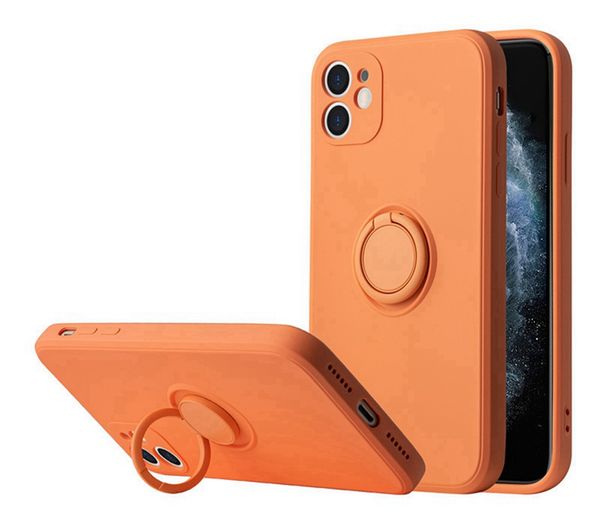 TPU-Silikonhüllen für iPhone 13 12 Pro Max XS XR 11-Pro-Max 6 7 8 Plus Fingerring-Ganzkörper-Schutzhülle