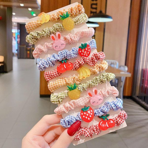 

hair accessories 10pcs/set girls cartoon animal ring flower high elastic rubber bands cute tie for children, Slivery;white