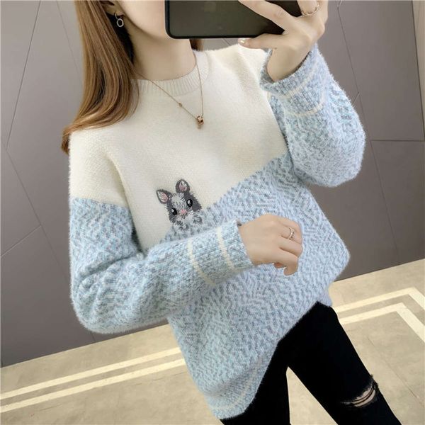 

autumn wear low necked sweater style knitted bottomed blouse in autumn and winter, White;black