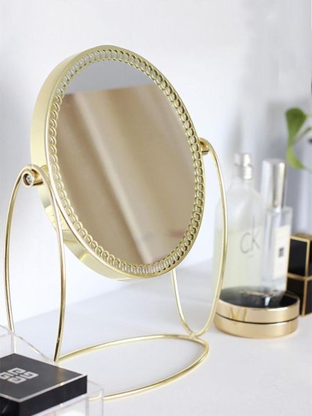 

mirrors 360 spin golden makeup mirror portable princess decor vanity double side amplification beauty espelho de maquiage