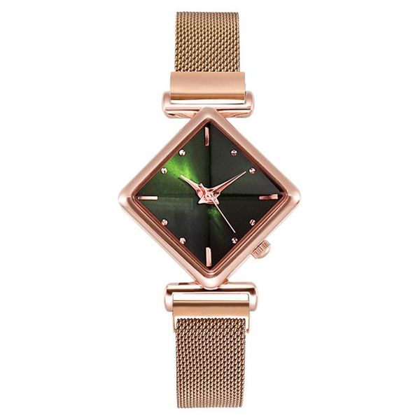

women steel mesh belt wristwatch emerald square dial watches ladies time piece quartz dress bracelet watch wristwatches, Slivery;brown