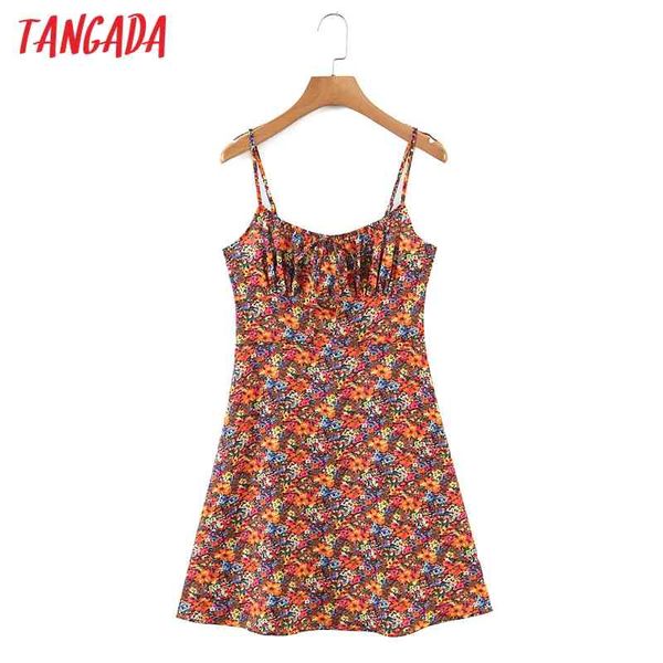 

fashion women flowers print strap sleeveless backless back zipper female casual short dress sl86 210416, Black;gray
