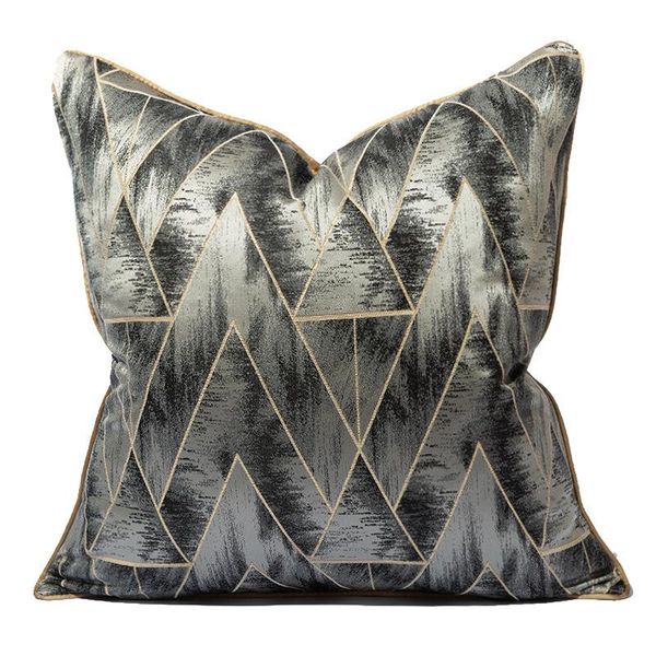 

cushion/decorative pillow 30x50/45/50cm light luxury geometric lines cushion cover jacquard black grey pillowcase sofa waist for backrest