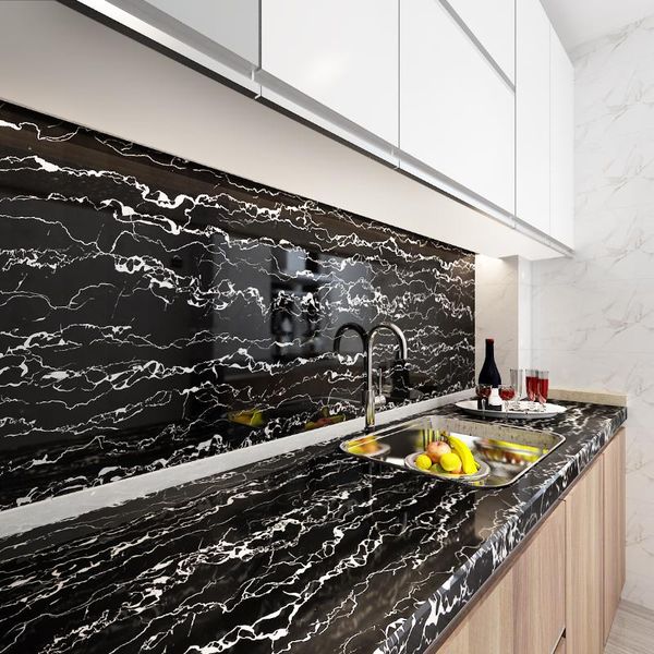 

waterproof oil-proof wall paper self adhesive white marble background film stickers cupboard home kitchen wallpaper wallpapers