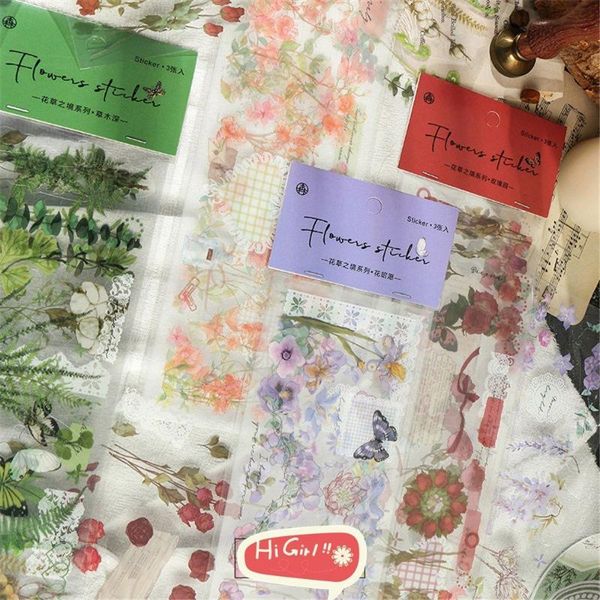 

gift wrap 3pcs journal planner stickers floral flower vintage decorative label diary scrapbooking sticker