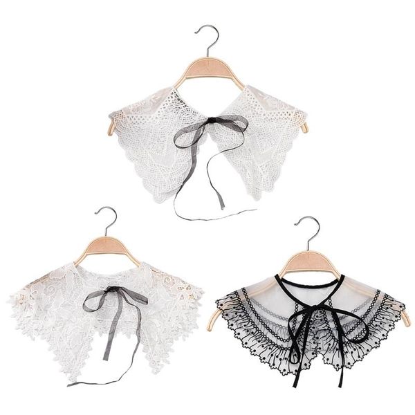 

neck ties fashion women lace hollow out blouse fake false collar clothes shirt detachable collars apparel accessories, Blue;purple